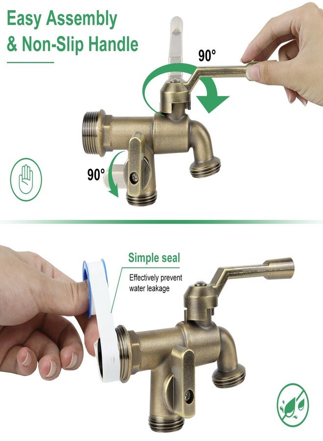 CNYGO Outside Water Faucet,Outdoor Wall Mounted Garden Double Faucets Two 3/4 inch Brass Ball Valves Water Tap Frost-Proof Outside Spigot Replacement with 2 Outlets for Home Balcony (Bronze 3/4" Male Inlet) - Image 4